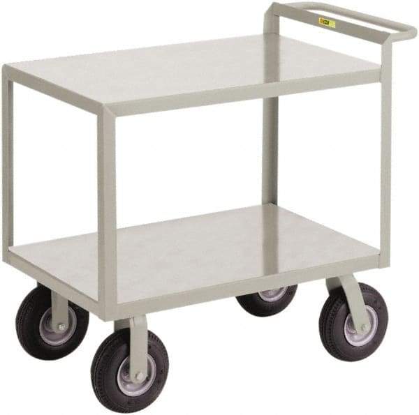 Little Giant - 1,200 Lb Capacity, 24" Wide x 53-1/2" Long x 34" High Shelf Cart - 2 Shelf, Steel, 2 Rigid/2 Swivel Casters - Benchmark Tooling