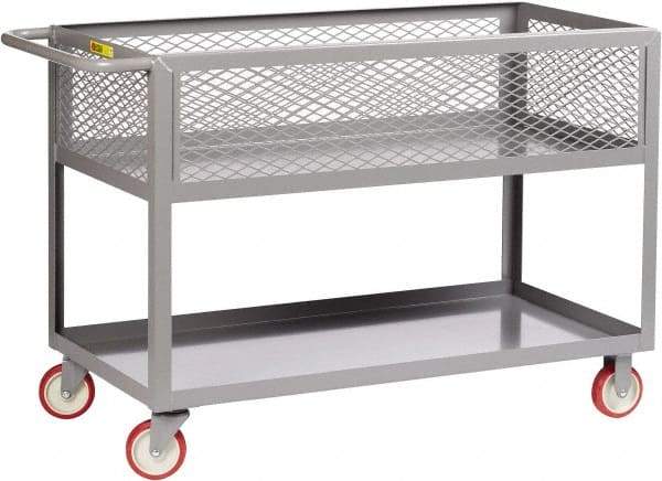 Little Giant - 1,200 Lb Capacity, 18" Wide x 35-1/2" Long x 35" High Deep Shelf Cart - 2 Shelf, Steel, 2 Rigid/2 Swivel Casters - Benchmark Tooling