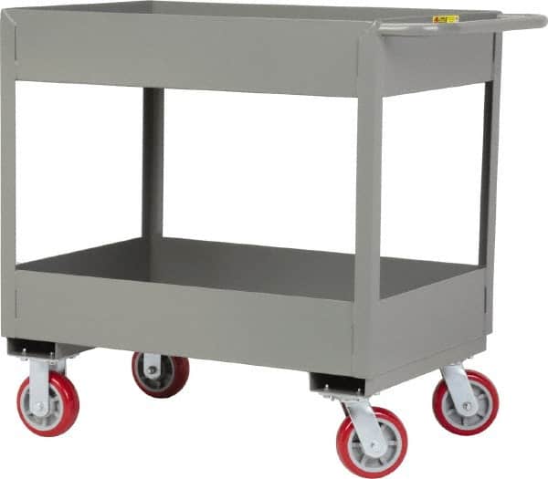Little Giant - 3,600 Lb Capacity, 24" Wide x 41-1/2" Long x 36-1/2" High Deep Shelf Cart - 2 Shelf, Steel, 2 Rigid/2 Swivel Casters - Benchmark Tooling