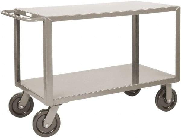 Little Giant - 5,000 Lb Capacity, 24" Wide x 53-1/2" Long x 36" High Heavy Duty Service Cart - 2 Shelf, Steel, 2 Rigid/2 Swivel Casters - Benchmark Tooling