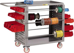 Little Giant - 24" Wide x 54-1/4" Long x 41-1/2" High Wire Spool Cart - 2 Shelf, Steel, 2 Rigid/2 Swivel Casters - Benchmark Tooling