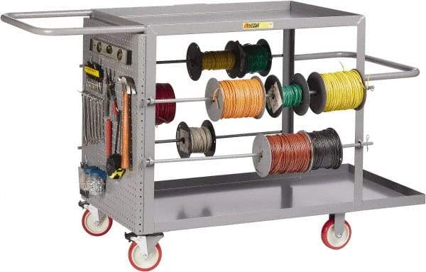 Little Giant - 24" Wide x 65" Long x 35" High Wire Spool Cart - 2 Shelf, Steel, 2 Rigid/2 Swivel Casters - Benchmark Tooling