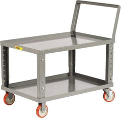 Little Giant - 1,200 Lb Capacity, 24" Wide x 39" Long x 37-1/2" High Heavy Duty Service Cart - 2 Shelf, Steel, 2 Rigid/2 Swivel Casters - Benchmark Tooling