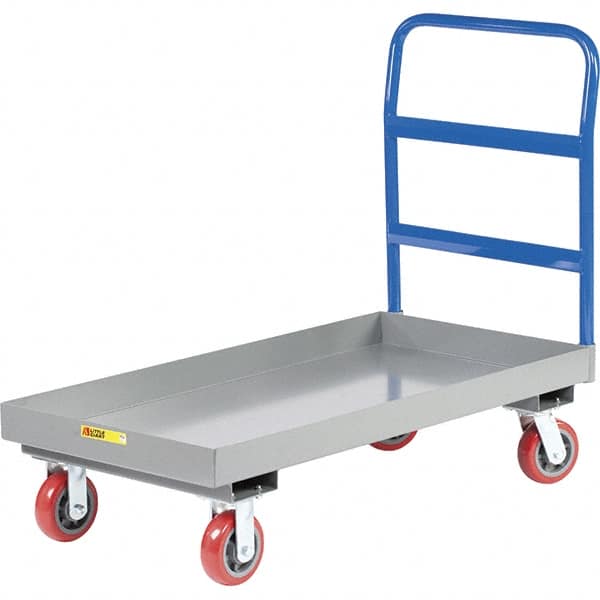 Little Giant - 3,600 Lb Capacity Steel Platform Truck - Steel Deck, 24" OAW, 48" Platform Length, Polyurethane Casters - Benchmark Tooling
