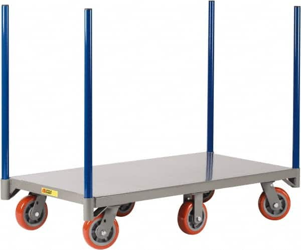 Little Giant - 3,600 Lb Capacity Steel Pipe Stake Truck - Steel Deck, 36" OAW, 72" Platform Length, Polyurethane Casters - Benchmark Tooling