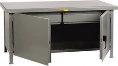 Little Giant - 72 Wide x 30" Deep x 34" High, 7 Gauge Steel Workbench - Fixed Legs, Gray - Benchmark Tooling