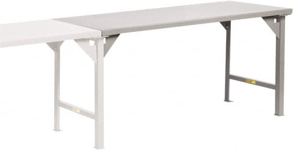 Little Giant - 60 Wide x 30" Deep x 36" High, 12 Gauge Steel Production Table - Fixed Legs, Gray - Benchmark Tooling