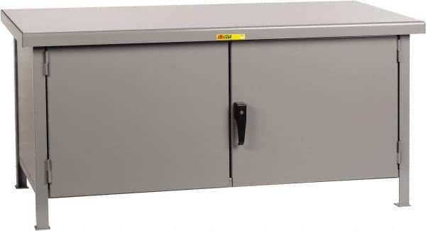 Little Giant - 60 Wide x 30" Deep x 34" High, 7 Gauge Steel Workbench - Fixed Legs, Gray - Benchmark Tooling