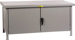 Little Giant - 48 Wide x 30" Deep x 34" High, 7 Gauge Steel Workbench - Fixed Legs, Gray - Benchmark Tooling