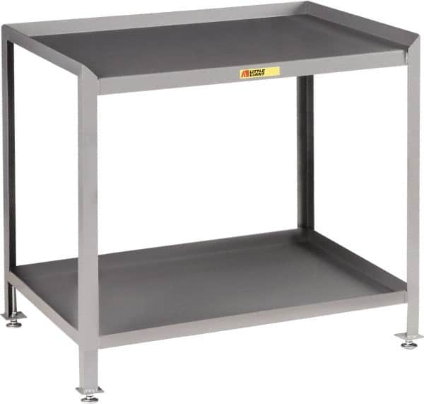 Little Giant - No Drawers, 2 Shelf Workstation - 2,000 Lb Capacity, Steel with Flush Front Edge Top, Gray, 24" Wide x 39" High x 36" Long - Benchmark Tooling