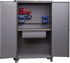 Little Giant - 1 Drawer, Cabinet Work Center - Steel with Flush Front Edge Top, Gray, 60" Wide x 78" High x 27" Long - Benchmark Tooling