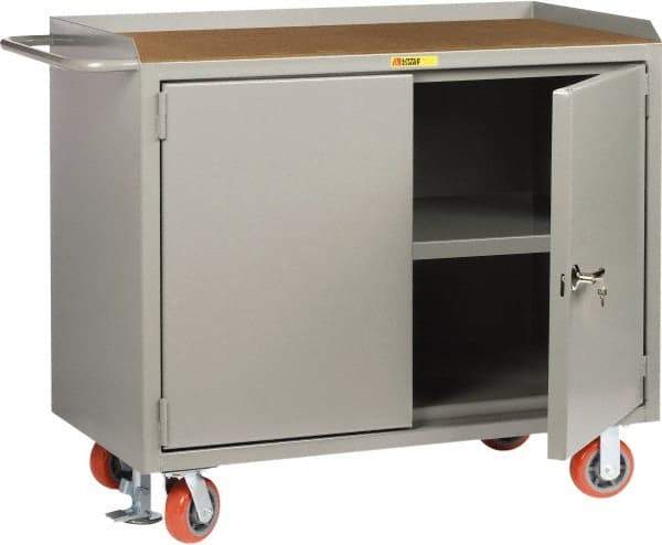 Little Giant - 3,600 Lb Capacity, 2 Door Mobile Service Bench - 41" Wide x 24" Deep x 43" High, Steel, Gray - Benchmark Tooling