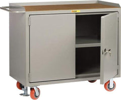 Little Giant - 3,600 Lb Capacity, 2 Door Mobile Service Bench - 41" Wide x 24" Deep x 43" High, Steel, Gray - Benchmark Tooling
