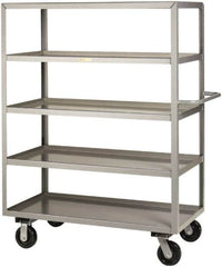 Little Giant - 3,600 Lb Capacity, 5 Shelf, Steel Shelf Truck - 53-1/2" Long x 24" Wide x 65" High, 6" Diam Phenolic Wheels - Benchmark Tooling