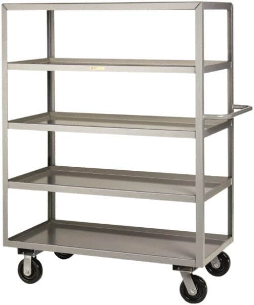 Little Giant - 3,600 Lb Capacity, 5 Shelf, Steel Shelf Truck - 53-1/2" Long x 30" Wide x 65" High, 6" Diam Phenolic Wheels - Benchmark Tooling