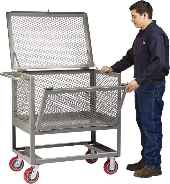 Little Giant - 2,000 Lb Capacity, Steel Raised Platform Box Truck - 51-1/2" Long x 24" Wide x 42-1/2" High, 6" Diam Polyurethane Wheels - Benchmark Tooling