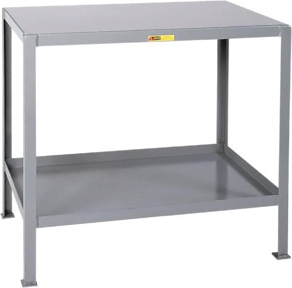 Little Giant - 48 Wide x 30" Deep x 32-1/2" High, Steel Heavy-Duty Machine Table - Fixed Legs, Gray - Benchmark Tooling