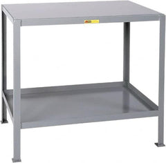 Little Giant - 48 Wide x 24" Deep x 32-1/2" High, 12 Gauge Steel Heavy-Duty Machine Table - Fixed Legs, Gray - Benchmark Tooling