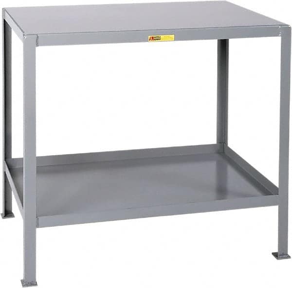 Little Giant - 36 Wide x 24" Deep x 32-1/2" High, 12 Gauge Steel Heavy-Duty Machine Table - Fixed Legs, Gray - Benchmark Tooling