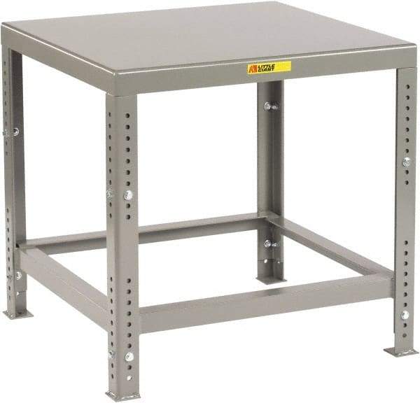 Little Giant - 48 Wide x 30" Deep x 30" High, 7 Gauge Steel Heavy-Duty Machine Table - Adjustable Height Legs, Gray - Benchmark Tooling