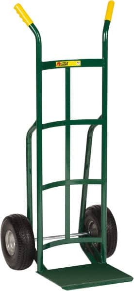Little Giant - 600 Lb Capacity 49" OAH Hand Truck - Dual Handle, Steel, Flat-Free Microcellular Foam Wheels - Benchmark Tooling