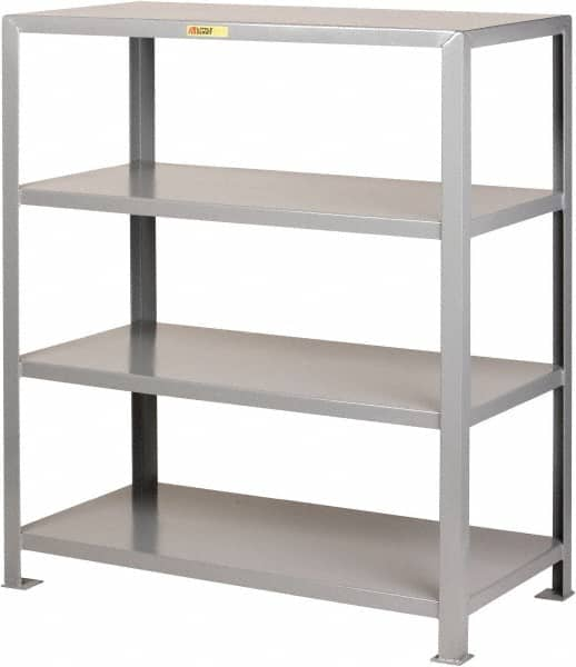 Little Giant - 4 Shelf Starter Heavy-Duty Open Steel Shelving - 8,000 Lb Capacity, 48" Wide x 72" High x 30" Deep, Gray - Benchmark Tooling