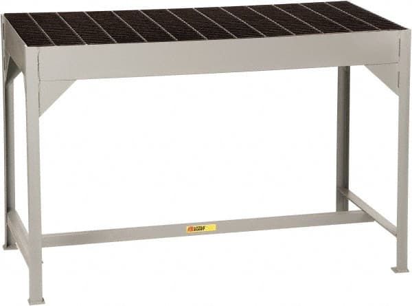 Little Giant - 51 Wide x 24" Deep x 34" High, Steel Bar Grating Welder's Table - Fixed Legs, Gray/Black - Benchmark Tooling