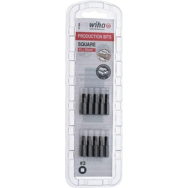 Wiha - 1/4" Drive, #3 Square Screwdriver Bit - 1" OAL - Benchmark Tooling