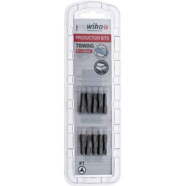 Wiha - 1/4" Drive, #1 Tri-Wing Screwdriver Bit - 1" OAL - Benchmark Tooling