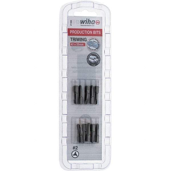 Wiha - 1/4" Drive, #2 Tri-Wing Screwdriver Bit - 1" OAL - Benchmark Tooling