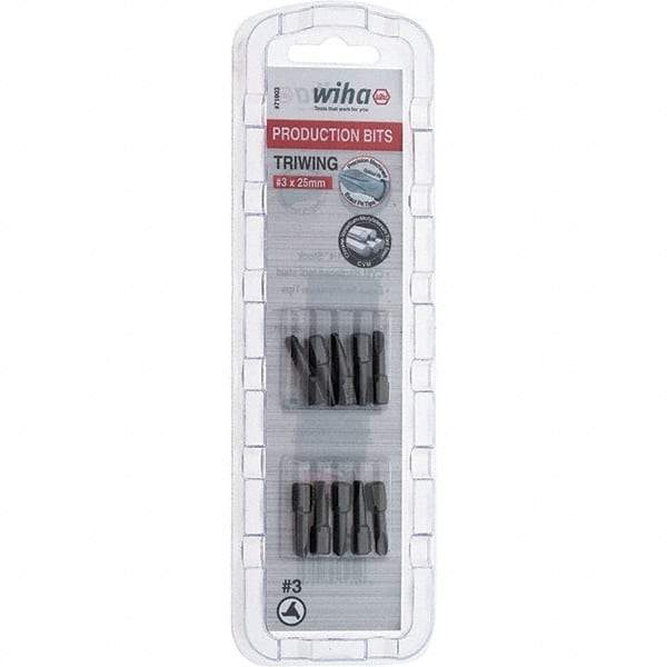 Wiha - 1/4" Drive, #3 Tri-Wing Screwdriver Bit - 1" OAL - Benchmark Tooling