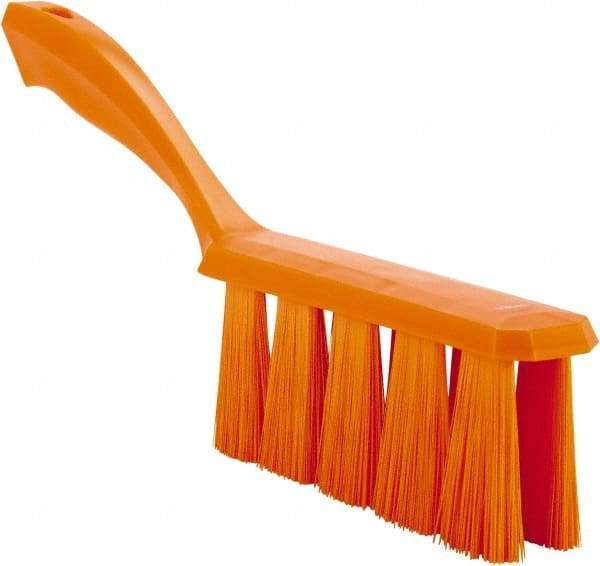 Vikan - 3.9" Bristle Length, Polyester Cleaning & Finishing Brush - 3" Long x 6-1/2" Wide Head, 13" OAL, Easy Grip Handle, Orange, Polypropylene Block - Benchmark Tooling