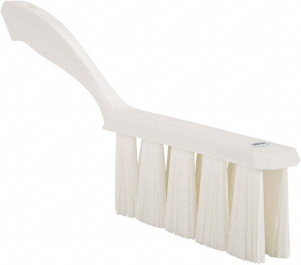 Vikan - 3.9" Bristle Length, Polyester Cleaning & Finishing Brush - 3" Long x 6-1/2" Wide Head, 13" OAL, Easy Grip Handle, White, Polypropylene Block - Benchmark Tooling