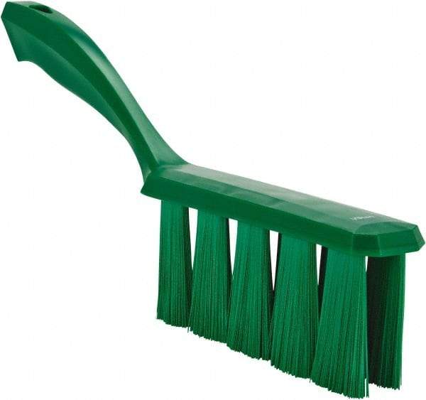 Vikan - 3.9" Bristle Length, Polyester Cleaning & Finishing Brush - 3" Long x 6-1/2" Wide Head, 13" OAL, Easy Grip Handle, Green, Polypropylene Block - Benchmark Tooling