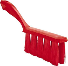 Vikan - 3.9" Bristle Length, Polyester Cleaning & Finishing Brush - 3" Long x 1-1/2" Wide Head, 13" OAL, Easy Grip Handle, Red, Polypropylene Block - Benchmark Tooling