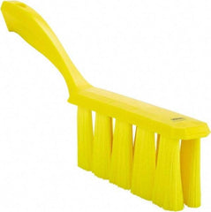 Vikan - 3.9" Bristle Length, Polyester Cleaning & Finishing Brush - 3" Long x 1-1/2" Wide Head, 13" OAL, Easy Grip Handle, Yellow, Polypropylene Block - Benchmark Tooling