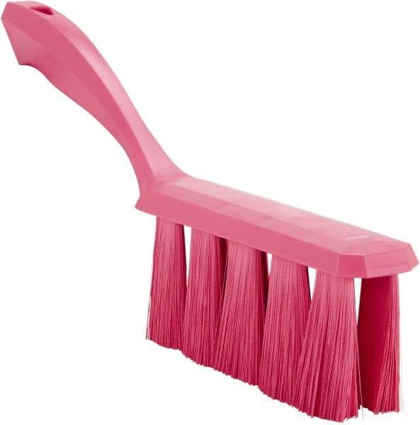 Vikan - 3.9" Bristle Length, Polyester Cleaning & Finishing Brush - 3" Long x 1-1/2" Wide Head, 13" OAL, Easy Grip Handle, Pink, Polypropylene Block - Benchmark Tooling