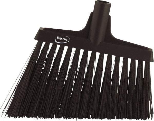 Vikan - 9-1/2" Wide, Black Polyester Bristles, Angled Broom - Water Resistant - Benchmark Tooling