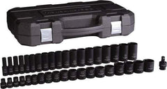 GearWrench - 39 Piece 1/2" Drive Black Finish Deep Well Impact Socket Set - 6 Points, 3/8" to 1-1/2" Range, Inch Measurement Standard - Benchmark Tooling