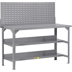 Little Giant - 72 Wide x 30" Deep x 36" High, 12 Gauge Steel Workbench - 12 Gauge Steel Top, Fixed Legs, Gray - Benchmark Tooling