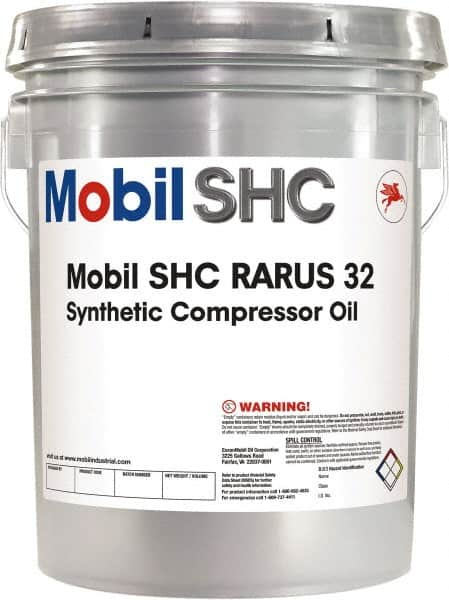 Mobil - 5 Gal Pail, ISO 32, Air Compressor Oil - 30.6 Viscosity (cSt) at 40°C, 5.6 Viscosity (cSt) at 100°C - Benchmark Tooling