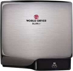 World Dryer - 950 Watt Silver Finish Electric Hand Dryer - 100/120 Volts, 8.3 Amps, 11.43" Wide x 10.7" High x 3.9" Deep - Benchmark Tooling