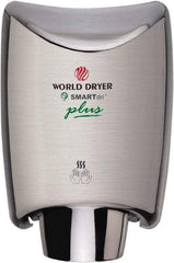 World Dryer - 1200 Watt Silver Finish Electric Hand Dryer - 100/120 Volts, 10 Amps, 9.3" Wide x 12-1/2" High x 7.6" Deep - Benchmark Tooling