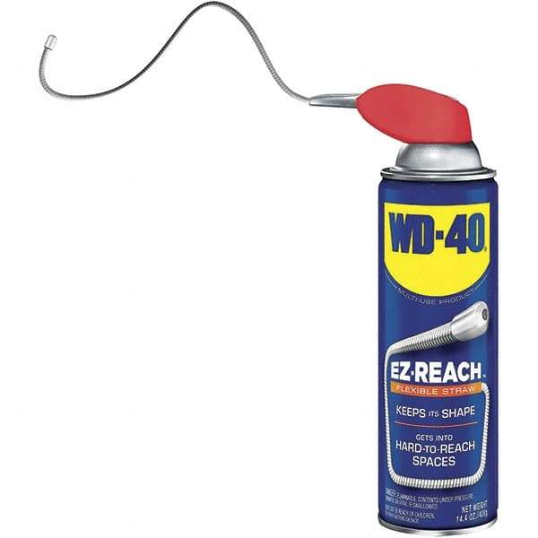 WD-40 - 14.4 oz EZ-Reach Multi-Use Product with 8" Flexible Smart Straw, Sprays 2 Ways - Multi-Purpose Lubricant: Stop Squeaks, Removes & Protects, Loosens Rusted Parts, Free Sticky Mechanisms, Drives Out Moisture - Benchmark Tooling