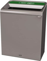 Rubbermaid - 45 Gal Gray Rectangle Decorative Indoor Single Stream Waste Receptacle - Metal, Organic Waste Graphic, 37.965" High x 29.132" Long x 19-1/2" Wide, Lid Included - Benchmark Tooling