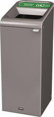 Rubbermaid - 15 Gal Gray Rectangle Decorative Indoor Single Stream Waste Receptacle - Metal, Organic Waste Graphic, 37.965" High x 14.784" Long x 19-1/2" Wide, Lid Included - Benchmark Tooling