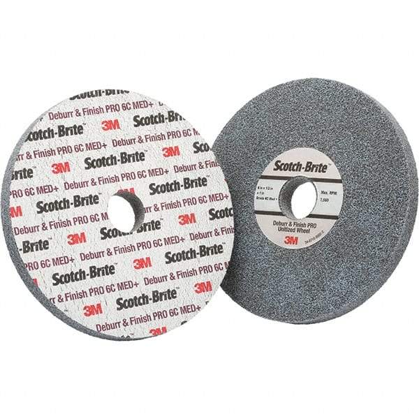 3M - 6" Medium Grade Ceramic Deburring Disc - 1" Center Hole, Holder Required - Benchmark Tooling