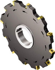 Sandvik Coromant - Arbor Hole Connection, 0.689" Cutting Width, 3.5236" Depth of Cut, 250mm Cutter Diam, 1.9685" Hole Diam, Indexable Slotting Cutter - 1.9685" Shank Diam, N331.1A-11 Insert, Neutral Cutting Direction - Benchmark Tooling