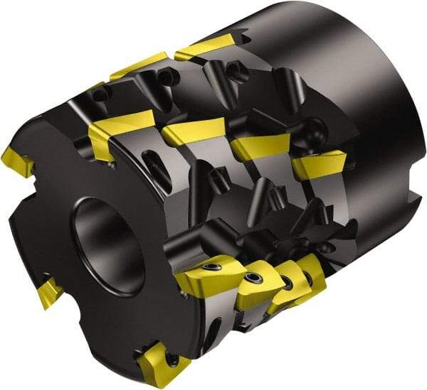 Sandvik Coromant - 27 Inserts, 200mm Cut Diam, 60mm Arbor Diam, 43mm Max Depth of Cut, Indexable Square-Shoulder Face Mill - 68.6mm High, R390-18.. Insert Compatibility, Series CoroMill 390 - Benchmark Tooling