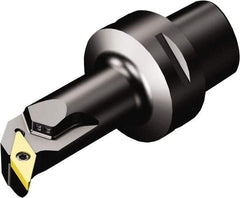 Sandvik Coromant - Left Hand Cut, Size C4, VBMT 332 Insert Compatiblity, Modular Turning & Profiling Cutting Unit Head - 18mm Ctr to Cutting Edge, 90mm Head Length, Through Coolant, Series CoroTurn 107 - Benchmark Tooling